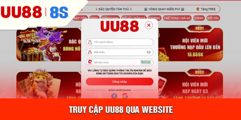 Truy cập uu88 qua website